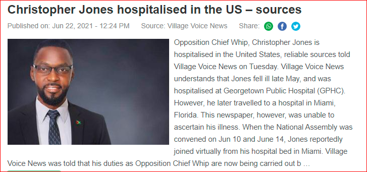 Breaking News – APNU / AFC Christopher Jones in Hospital – POLITICAL ...